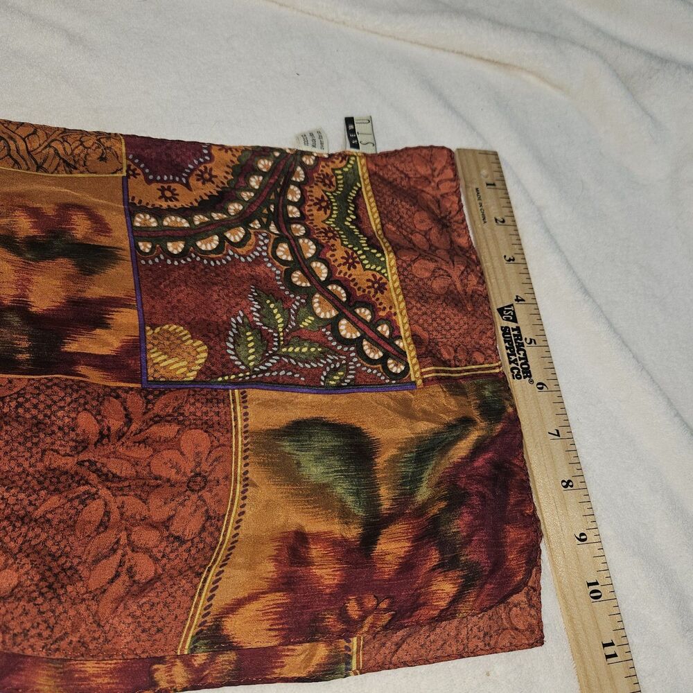 New York Studio Oblong Scarf 60”x10” 100%silk Autumn, Harvest, Grannycore - Picture 5 of 5
